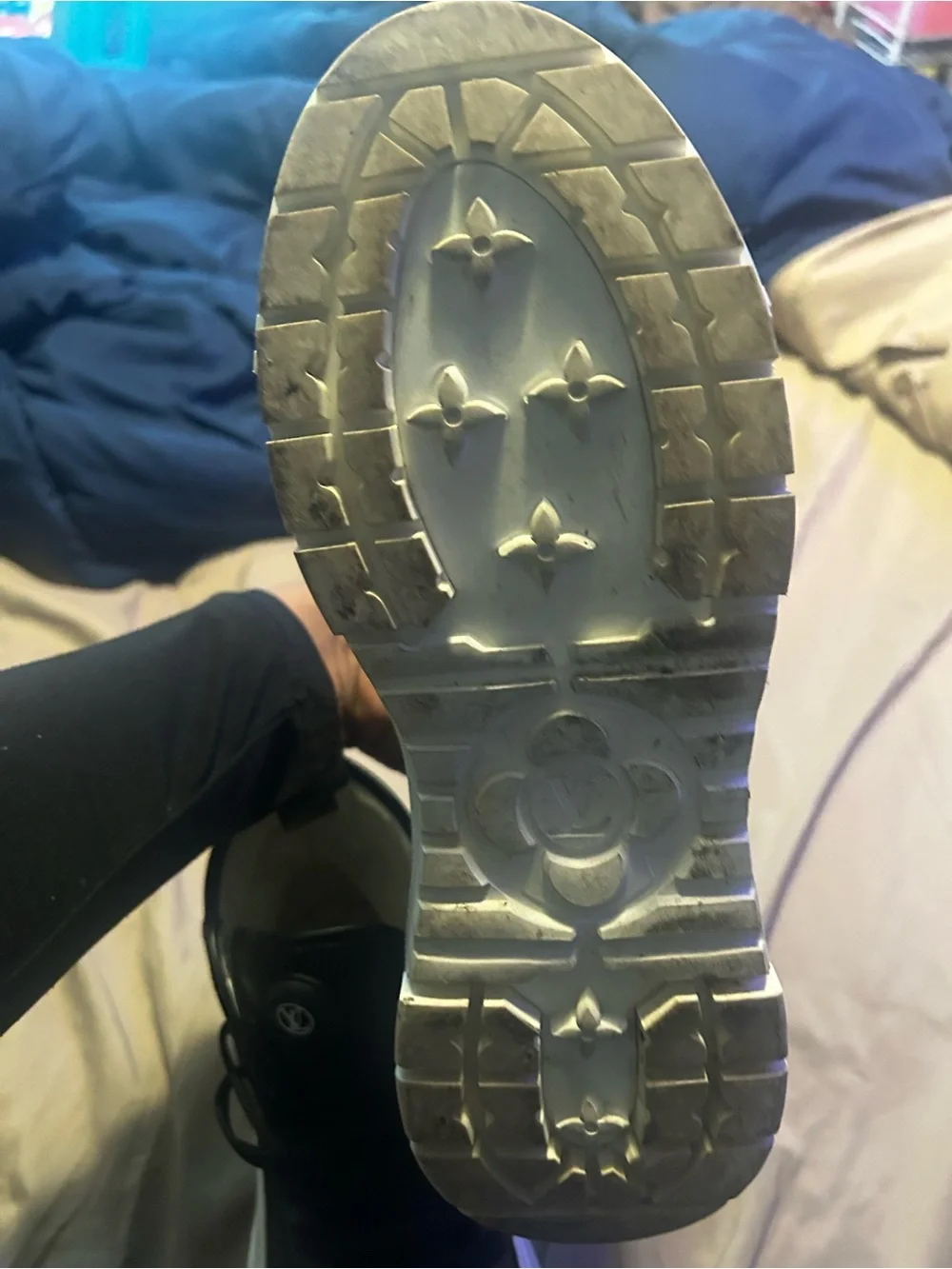 Louis Vuitton Black High-Top Sneakers with White Soles